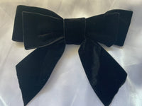 Black Velvet Bow, Large Clip On Hair Accessory For Women.