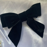 Black Velvet Bow, Large Clip On Hair Accessory For Women.