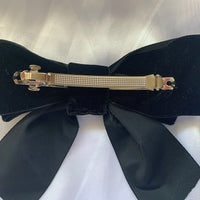 Black Velvet Bow, Large Clip On Hair Accessory For Women.