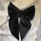 Black Velvet Bow, Large Clip On Hair Accessories For Women.