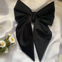 Black Velvet Bow, Large Clip On Hair Accessories For Women.