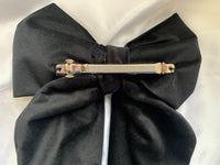 Black Velvet Bow, Large Clip On Hair Accessories For Women.