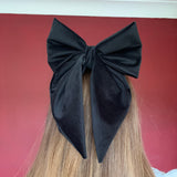 Black Velvet Bow, Large Clip On Hair Accessories For Women.