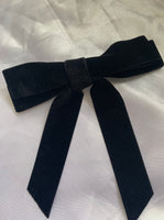 Black Velvet Double Layer Bow, Clip On Hair Accessories For Women.