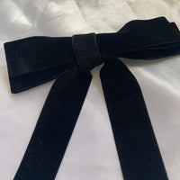 Black Velvet Double Layer Bow, Clip On Hair Accessories For Women.