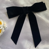 Black velvet ribbon, double layer hair bow clip.