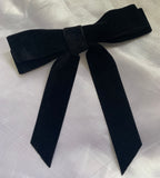 Black Velvet Double Layer Bow, Clip On Hair Accessories For Women.