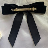 Black Velvet Double Layer Bow, Clip On Hair Accessories For Women.