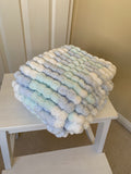 Hand Knitted Baby Blanket Pram Cover – Pastel Pom Pom Design