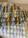 Hand Knitted Baby Blanket Pram Cover – Pastel Pom Pom Design