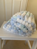 Hand Knitted Baby Blanket Pram Cover – Pastel Pom Pom Design