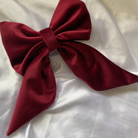 Red Velvet Bow, Large Clip On Hair Accessories For Women.