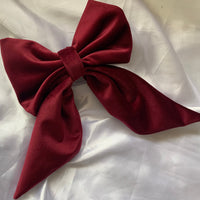 Red Velvet Bow, Large Clip On Hair Accessories For Women.