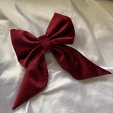 Burgundy red, velvet clip on hair bow