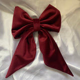 Red Velvet Bow, Large Clip On Hair Accessories For Women.