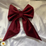 Red Velvet Bow, Large Clip On Hair Accessories For Women.