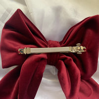 Red Velvet Bow, Large Clip On Hair Accessories For Women.