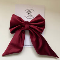 Red Velvet Bow, Large Clip On Hair Accessories For Women.