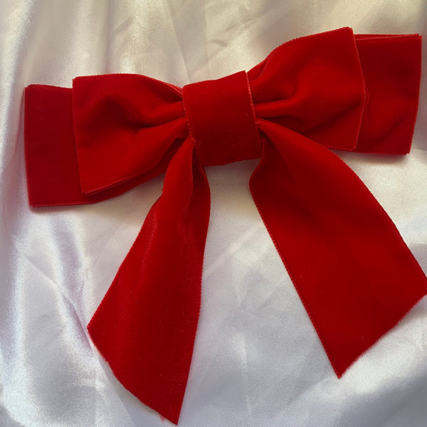 Christmas Hair Accessories, Large Clip On  Red Velvet Bow