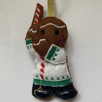 Church bell ringer, gingerbread man, hanging tree decoration