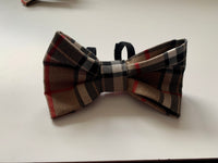 Beige Tartan Dog Bow Tie