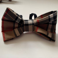 Cream tartan dog bow tie