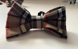 Beige Tartan Dog Bow Tie