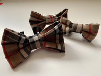 Beige Tartan Dog Bow Tie