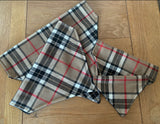 Tartan Dog Bandana Slip On Collar Design In Beige Black And Red