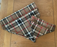 Tartan Dog Bandana Slip On Collar Design In Beige Black And Red