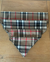 Tartan Dog Bandana Slip On Collar Design In Beige Black And Red