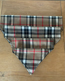 Tartan Dog Bandana Slip On Collar Design In Beige Black And Red