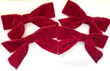 Dark Red Velvet Christmas Tree Bows, Handmade