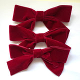 Dark Red Velvet Christmas Tree Bows, Handmade