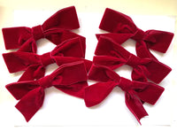 Dark Red Velvet Christmas Tree Bows, Handmade