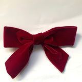 Dark Red Velvet Hair Bow (Small)