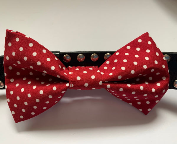 Burgundy spot dog bow tie