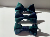 Navy And Green Tartan Dog Bow Tie