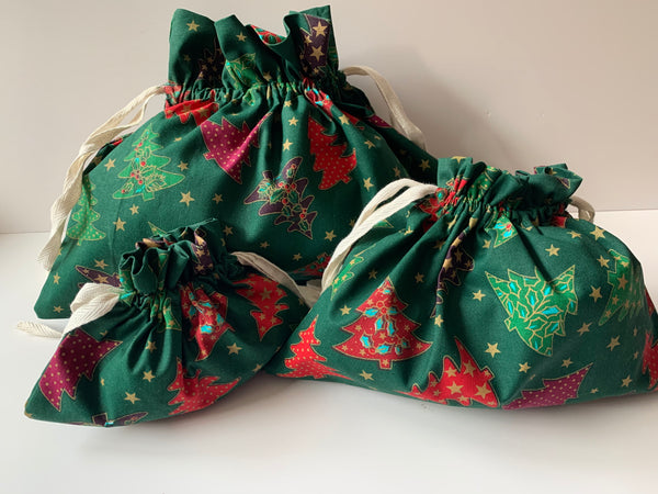 Christmas tree design eco friendly reusable fabric gift bags
