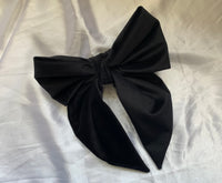 Black Velvet Bow, Large Clip On Hair Accessories For Women.