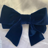 Navy Blue Velvet Bow, Large Clip On Hair Accessories For Women.