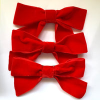 Red Velvet Christmas Tree Bows, Handmade