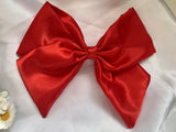 Red satin hair bow clip, adult bow, Wedding hair accessories.