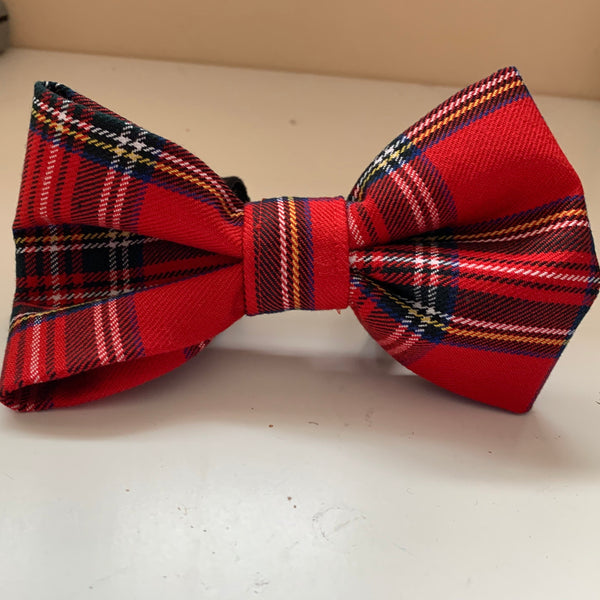 Red tartan dog bow tie