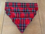 Tartan Dog Bandana Slip On Collar Design In Red