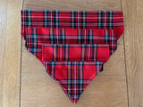 Tartan Dog Bandana Slip On Collar Design In Red