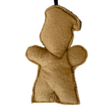 Ornament back shaped like a person on a white background