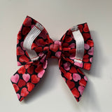 Sailor Bow Tie, Slip On Dog Collar, Red And Pink Heart Design