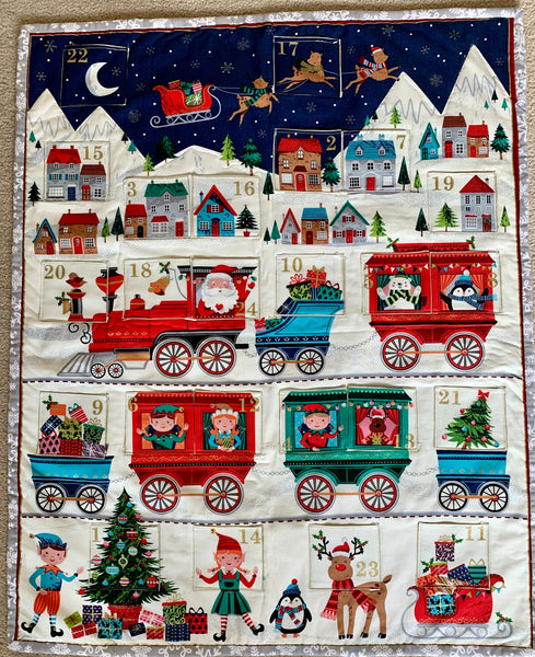 Santas train reusable fabric pocket advent calendar for kids