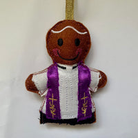 Vicar gingerbread man hanging tree decoration